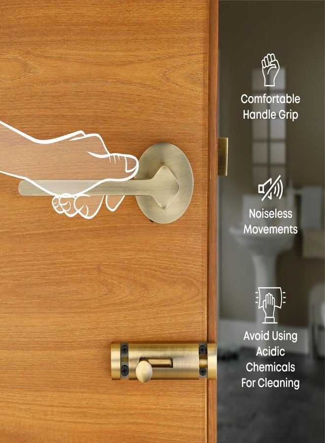 LAPO Heavy Duty Door Lock for Bathroom Door Lock, Balcony - Store Room Mortise Keyless Handlesets with Baby Latch for Home,Office,Hotel | Antique Finish | 3 Years Warranty Ro-181 - Image 2